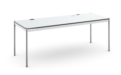 Table USM Haller Plus, 200 x 75 cm, 02-Stratifié gris perle, Plateau coulissant à droite