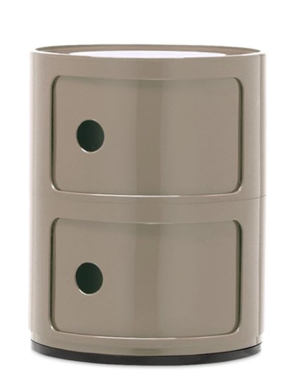 Conteneur d'appoint Componibili rond - 2 tiroirs, Gris pigeon