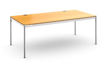 Table USM Haller Plus, 200 x 100 cm, 05-Plaqué hêtre naturel, Sans plateau coulissant