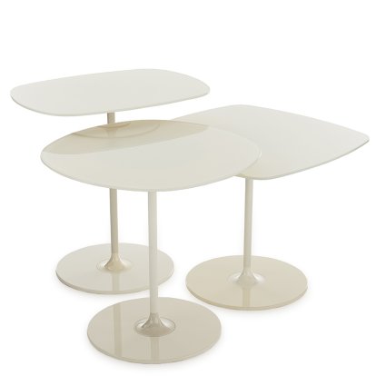 Table d'appoint Thierry, Ensemble de 3, Blanc