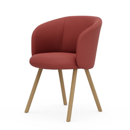 Fauteuil Mikado, Chêne naturel, Plano, Rouge coquelicot / champagner, Patins pour tapis