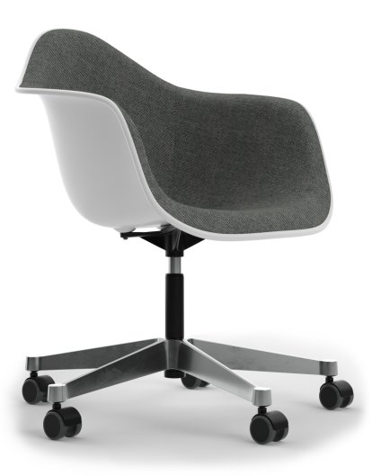 Eames Plastic Armchair RE PACC, Coton blanc, Rembourrage intégral, Nero / ivoire