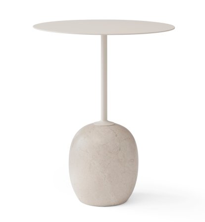 Table d'appoint Lato, Rond (Ø 40 cm), Blanc ivoire & marbre Crema Diva