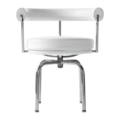 7 Fauteuil tournant, Chromé, Cuir Scozia, Blanc