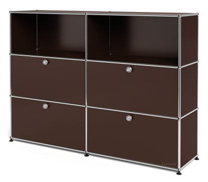 Meuble haut Highboard L USM Haller avec 4 portes battantes, Marron USM