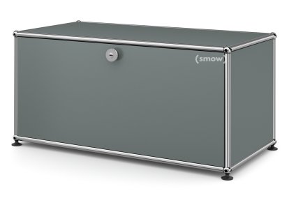 Meuble bas Lowboard M USM Haller avec porte abattante, Gris moyen RAL 7005