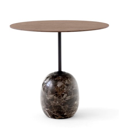 Table d'appoint Lato, Oval (L 50 x L 40 cm), Noyer / marbre Emparador