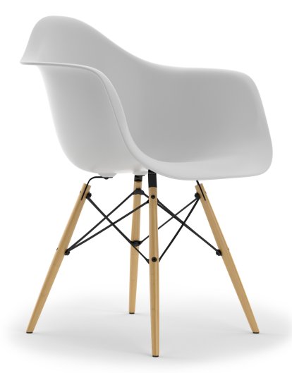 Eames Plastic Armchair RE DAW, Coton blanc, Sans rembourrage, Sans rembourrage, Version standard - 43 cm, Érable nuance de jaune