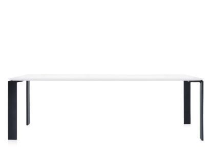 Table Four, L 223 x L 79 cm, Soft Touch blanc, Noir laqué