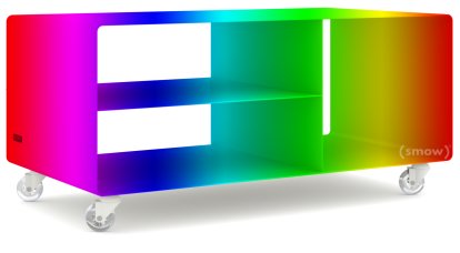 Meuble bas HI-FI R 104, Couleur au choix (RAL Metallic), Roulettes transparentes