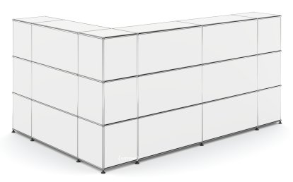 Comptoir d’accueil USM Haller version 4, Blanc pur RAL 9010, Coin fermé
