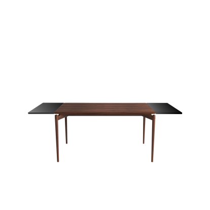 Table PUREdinner, 140 x 85 cm, Noyer huilé, Avec 2 panneaux d'extension MDF noir (L 140-240 cm)