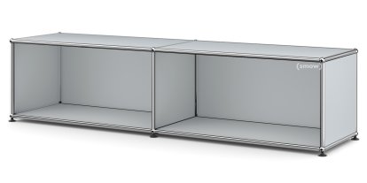 Meuble bas Lowboard L USM Haller ouvert, Argent mat USM