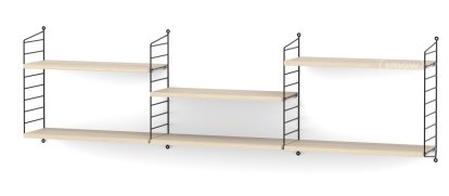 Étagère murale L String, 20 cm, Noir, Placage frêne  