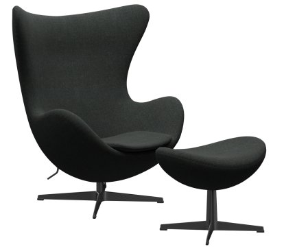 Fauteuil Egg (Oeuf), Re-wool, 198 - Noir/naturel, Noir, Avec repose-pied