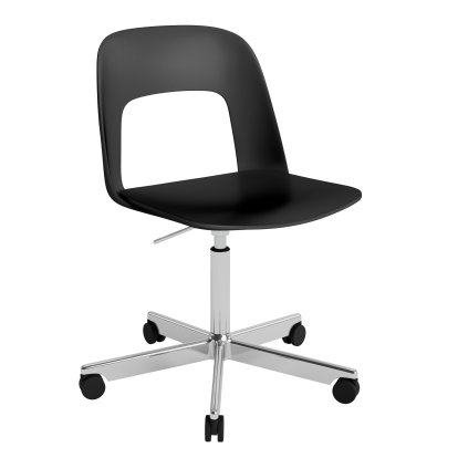 Chaise pivotante Layout 141, Noir, Aluminium poli