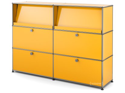 Meuble haut Highboard L USM Haller avec présentoir incliné, Jaune or RAL 1004