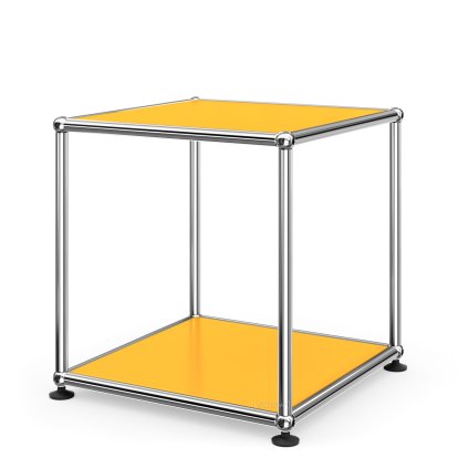 Table d'appoint 35 USM Haller, Panneaux inférieur et supérieur en métal, Jaune or RAL 1004