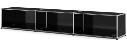 Meuble bas Lowboard XL USM Haller, personnalisable, Noir graphite RAL 9011, Ouvert, 35 cm