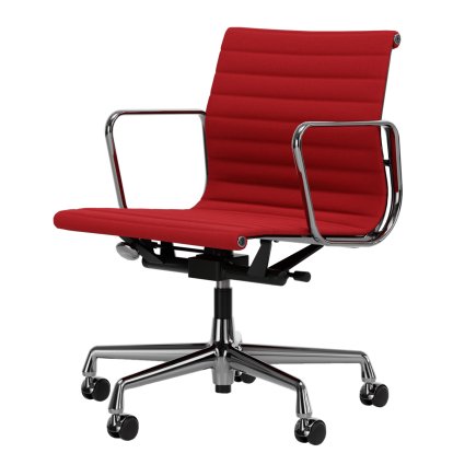 Aluminium Chair EA 117, Chromé, Hopsak, Rouge / rouge coquelicot