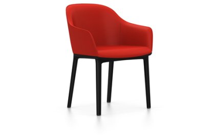 Softshell Chair avec piètement à 4 pieds, Basic dark, Plano, Rouge coquelicot, Patins pour tapis