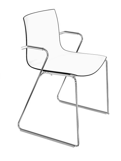 Catifa 46 Sledge, Chromé, Bicolore, Dossier noir, siège blanc, Avec accoudoirs