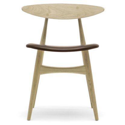 Chaise CH33P, Chêne huilé, Cuir marron