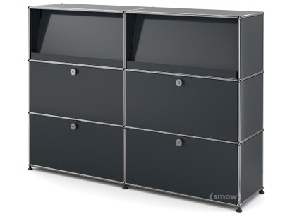 Meuble haut Highboard L USM Haller avec présentoir incliné, Anthracite RAL 7016