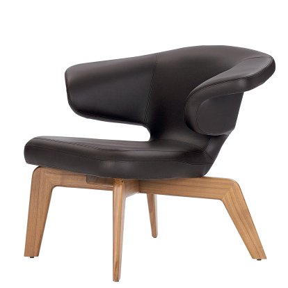 Munich Lounge Chair, Cuir Classic chocolat, Noyer