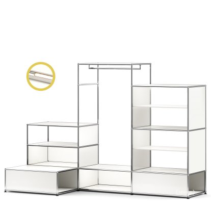 Penderie-présentoir USM Haller XL avec éclairage, Blanc pur RAL 9010