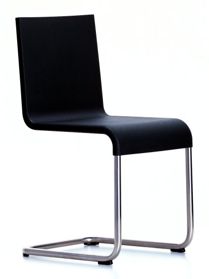 Chaise .05, Empilable, Noir basic, Acier inoxydable brossé