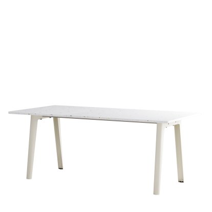 Table à manger New Modern rectangulaire, métal/plastique recyclé, 190 x 95 cm, Blanc crème