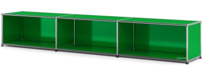 Meuble bas Lowboard XL USM Haller, personnalisable, Vert USM, Ouvert, 35 cm