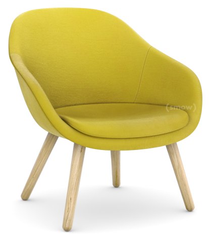 Fauteuil About A Lounge Chair Low AAL 82, Hallingdal 420 - jaune, Chêne laqué, Avec coussin d'assise