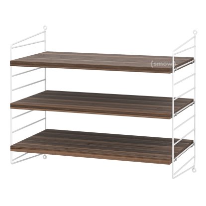 Étagère murale S String, 30 cm, Blanc, Placage noyer