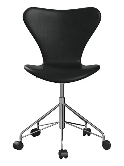 Série 7 Chaise de bureau pivotante 3117 / 3217 Rembourrage intégral, Sans accotoirs, Cuir Grace noir, Chromé