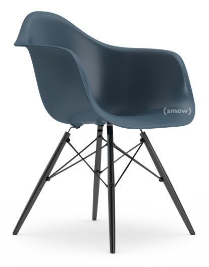Eames Plastic Armchair RE DAW, Bleu océan, Sans rembourrage, Sans rembourrage, Version standard - 43 cm, Érable noir