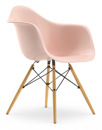 Eames Plastic Armchair RE DAW, Rose pâle, Sans rembourrage, Sans rembourrage, Version standard - 43 cm, Frêne tons miel