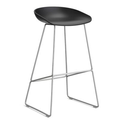 About A Stool AAS 38, Version bar: hauteur de l'assise 74 cm, Acier inoxydable, Black 2.0