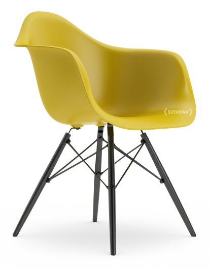Eames Plastic Armchair RE DAW, Moutarde, Sans rembourrage, Sans rembourrage, Version standard - 43 cm, Érable noir