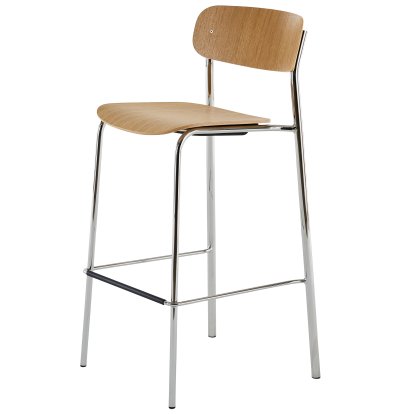 S 243 H Tabouret de bar, Chrome, Chêne verni transparent