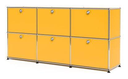 Meuble mixte Sideboard 50 USM Haller, personnalisable, Jaune or RAL 1004, Avec 3 portes abattantes, Avec 3 portes abattantes