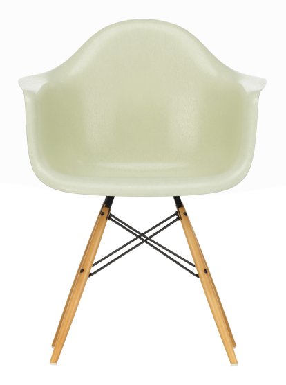 Eames Fiberglass Armchair DAW, Eames parchment, Érable nuance de jaune