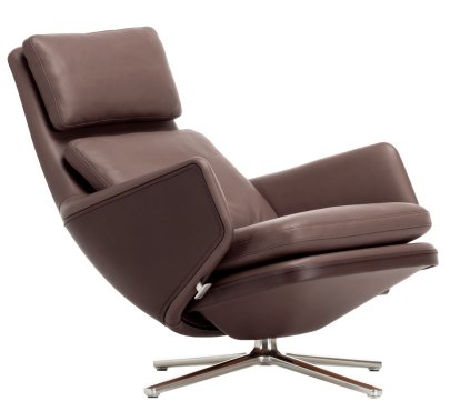 Fauteuil Grand Relax, Sans repose-pieds, Cuir Premium F, marron, Poli, 41,5 cm