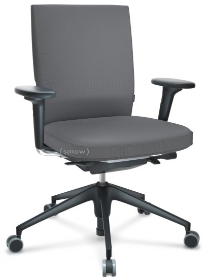 ID Soft, Mécanisme Flowmotion sans inclinaison avant et sans réglage de la profon, Avec accotoirs 2D, Piétement à 5 branches, plastique basic dark, Noir basic, Assise et dossier Silk Mesh, Dimgrey, Durs pour tapis