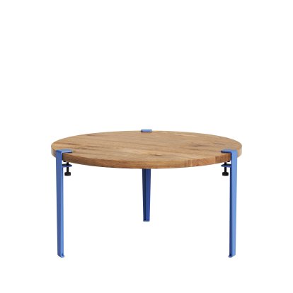 Table basse Brooklyn Tiptoe, Chêne ancien recyclé, Bleu azur