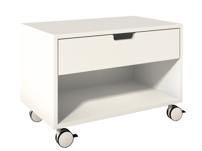 Table de chevet Modular, Mélaminé blanc avec bords blancs