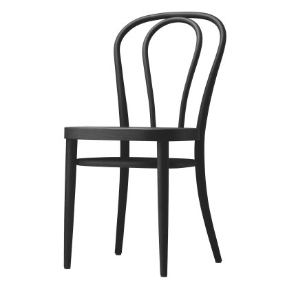Chaise de bistrot 218 / 218 M bois courbé, Hêtre teinté noir, Siège en contreplaqué moulé