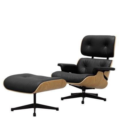 Eames Lounge Chair & Ottoman - édition Natural, Châtaignier, naturel, cuir Natural F, nero, Poli, côté noir