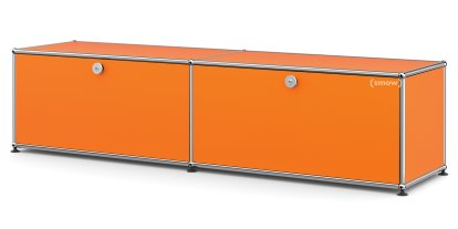 Meuble bas Lowboard L USM Haller avec deux portes abattantes, Orange pur RAL 2004